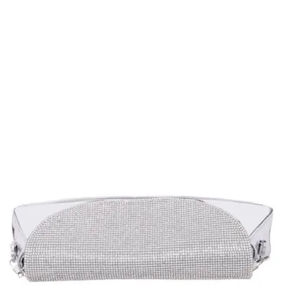 ORCHID CRYSTAL FLAP MIRROR METALLIC PATENT CLUTCH BAG - Picture 2 of 10